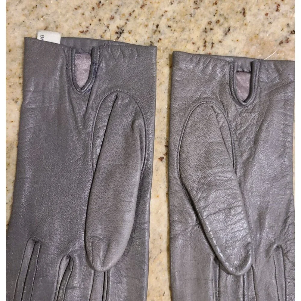 Vintage Size S 6.5 Gray Leather Lined 8
